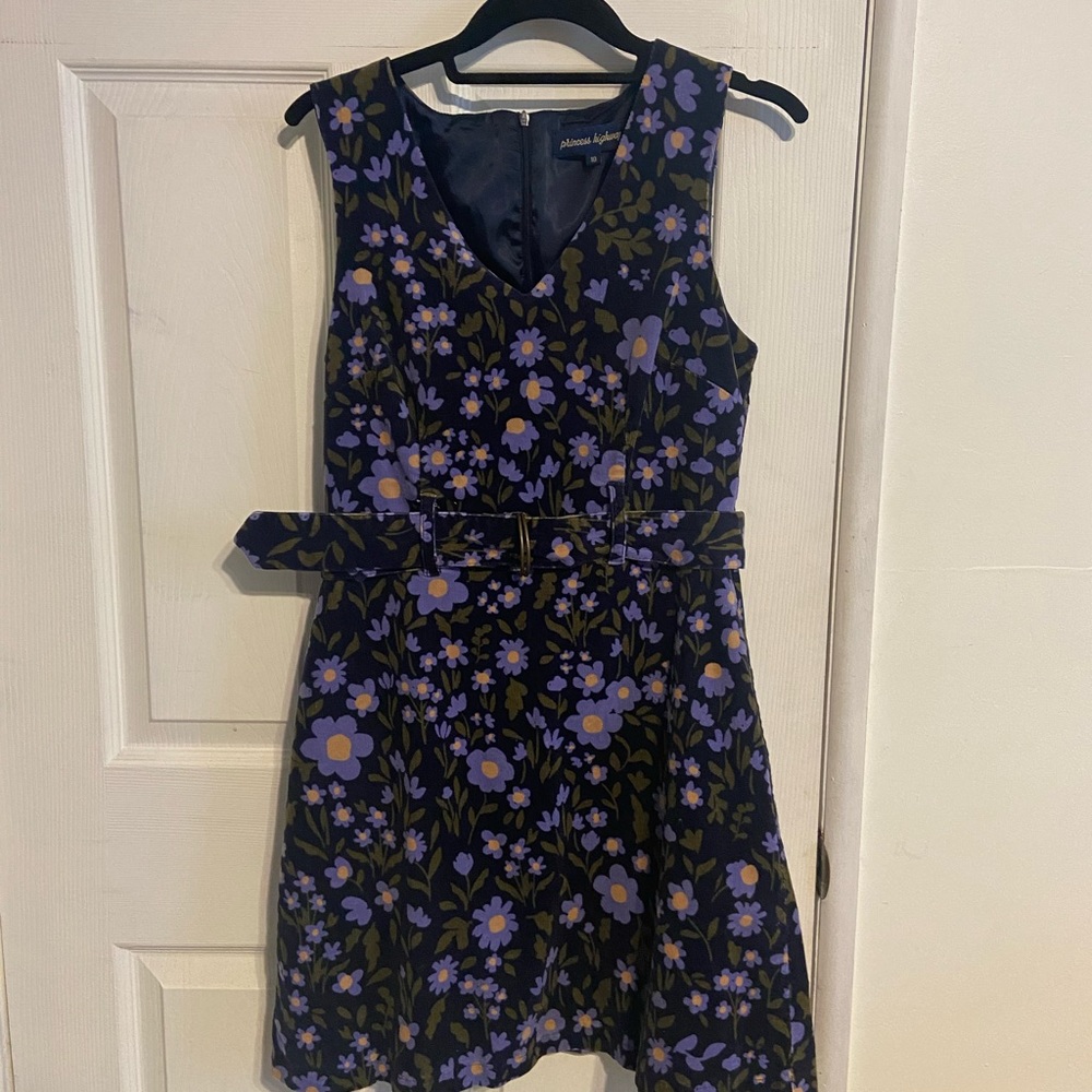 Princes Highway Floral Corduroy Dress with Belt